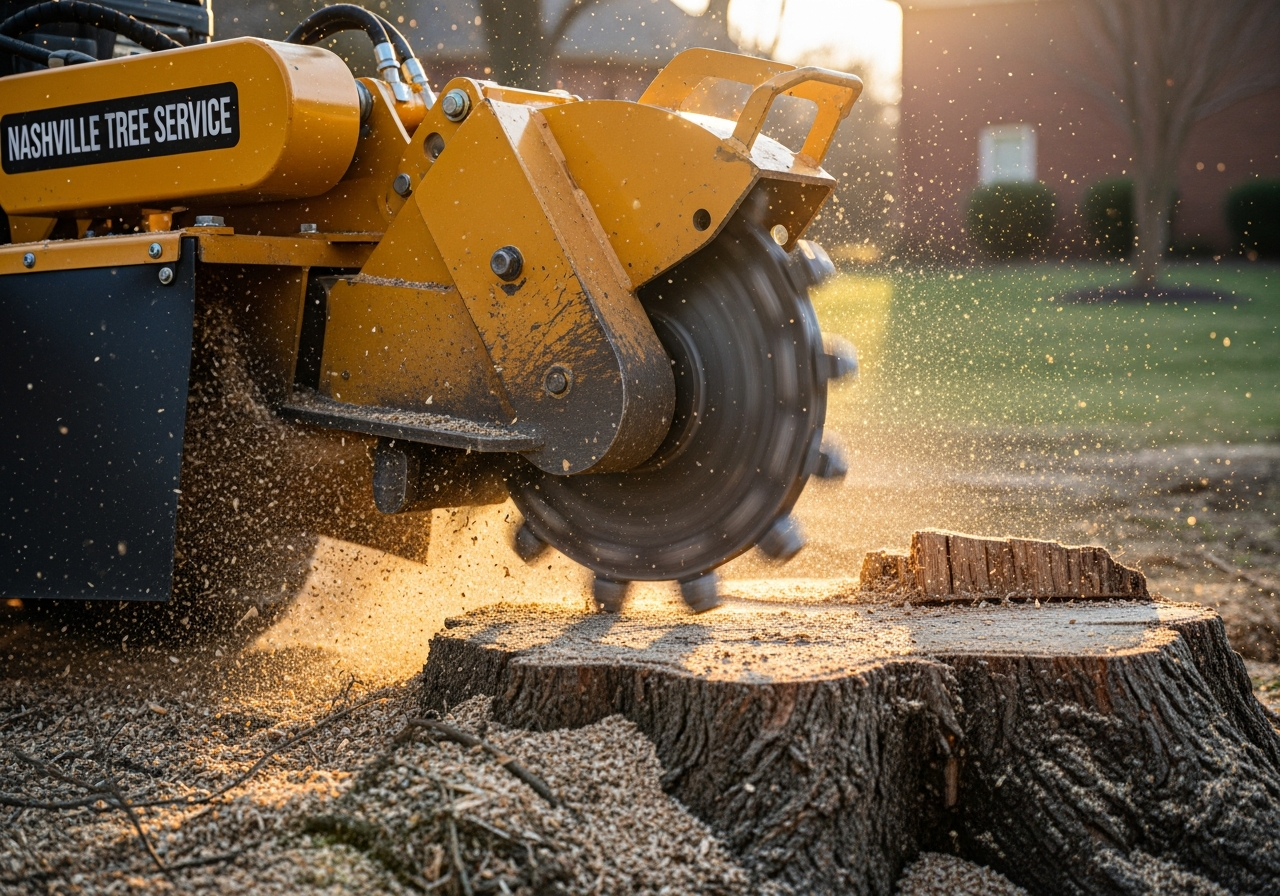 Clean yard after professional stump grinding service