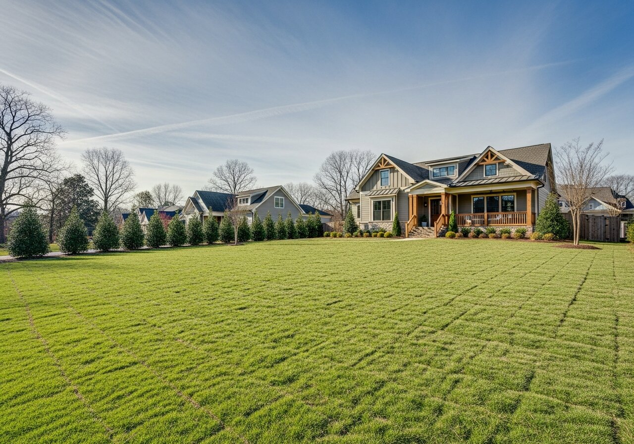 Empty yard before tree planting